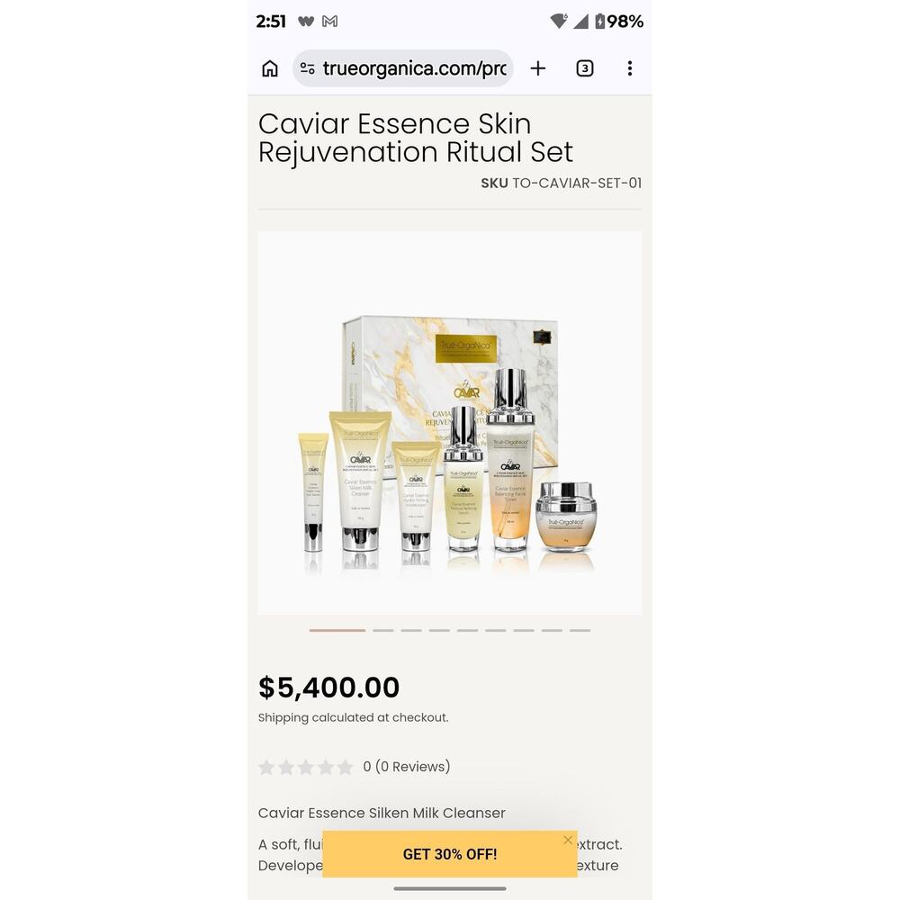 True Organica Caviar Skincare Set MSRP $5,400